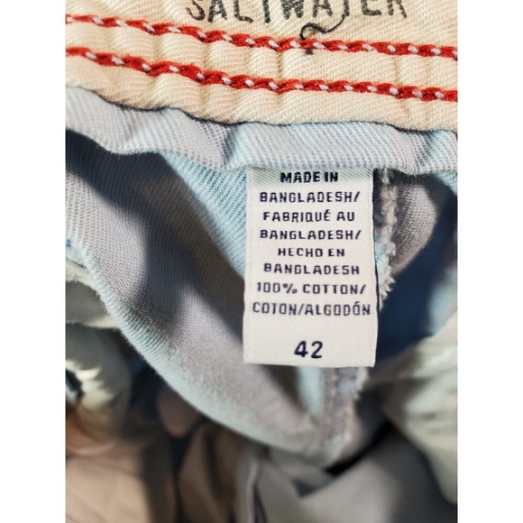 IZOD Saltwater Shorts Mens Size 42 Light Blue Cotton Medium Wash Slash Pockets - Picture 15 of 16